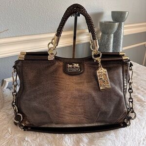 Coach Madison Flagship Embossed Metallic Caroline Satchel 18617